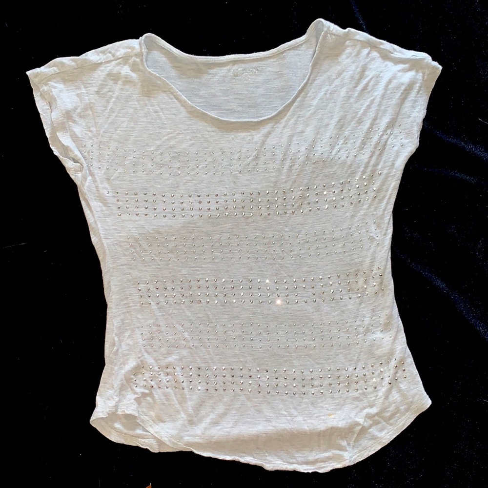 apt. 9 light grey shirt with jewel stripes